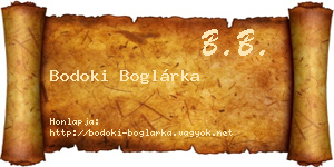 Bodoki Boglárka névjegykártya