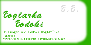 boglarka bodoki business card
